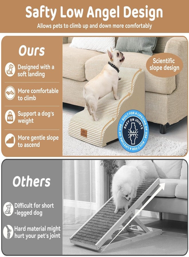 Zerbuger Dog Ramp and Stair for Bed 16" H-20 H,3-Step Cat Stair for Sofa and Chair,4-Step Dog Ramp for High Bed and Window,Durable Nonslip Fabric Cover for Indoor (Beige-16 H, Pet Friendly, 3) - Image 5